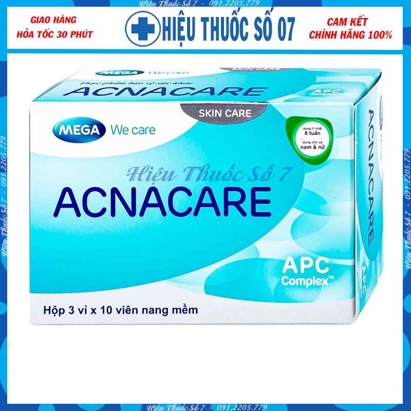 Viên uống hỗ trợ giảm tiết bã nhờn và ngăn ngừa mụn ACNACARE hộp 30 viên nang mềm