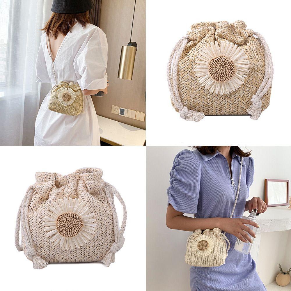 Túi Cói Đeo Vai Kiểu Dây Rút Phong Cách Cổ Điển Thời Trang Cho Nữ