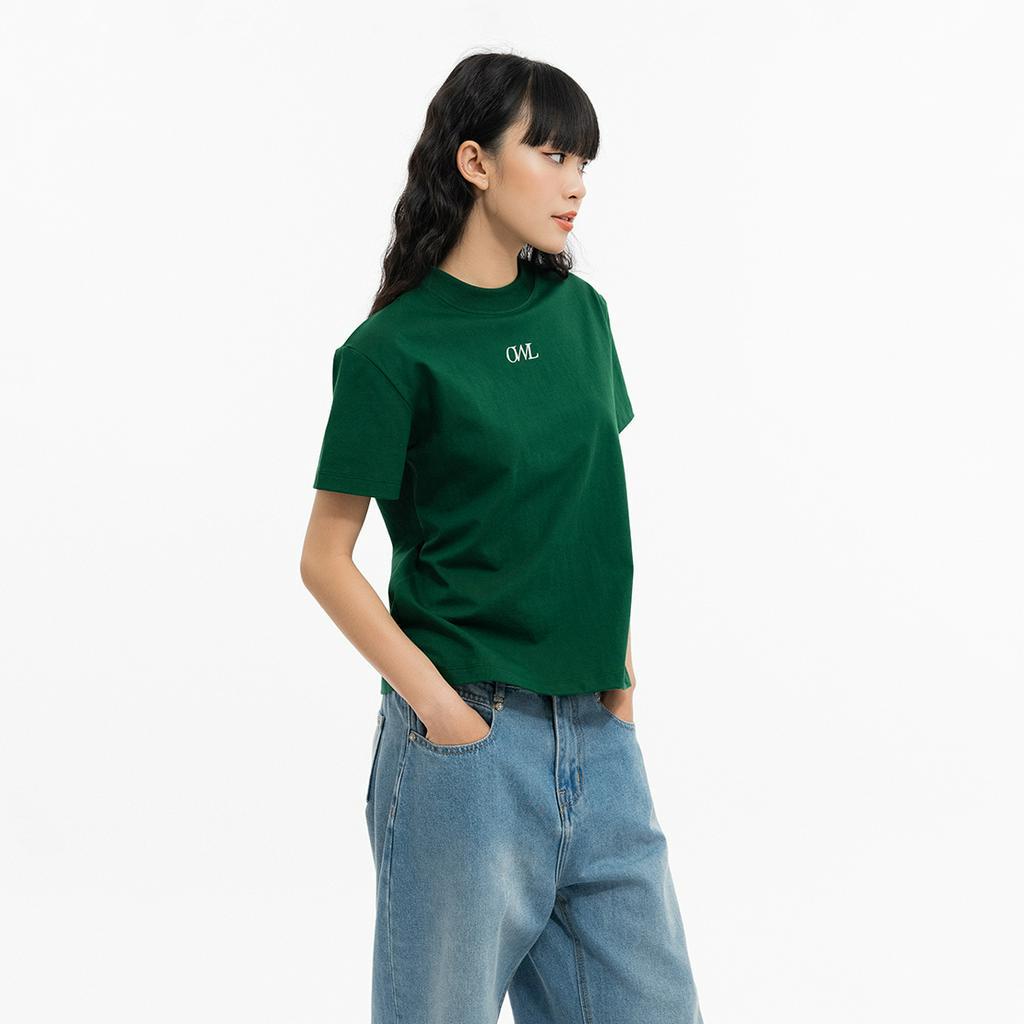 Áo thun nữ Owlbrand thêu logo /Xanh lá