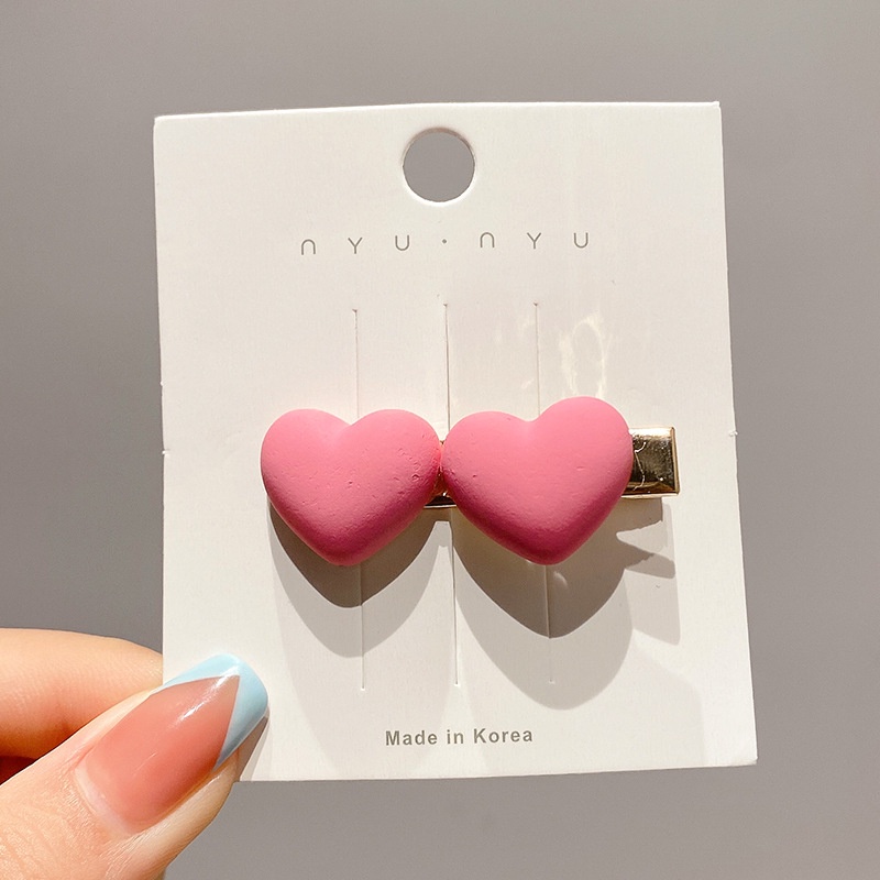 Kẹp Tóc Hình Nơ / Trái Tim Màu Hồng Dễ Thương Ngọt Ngào Cho Bé Gái