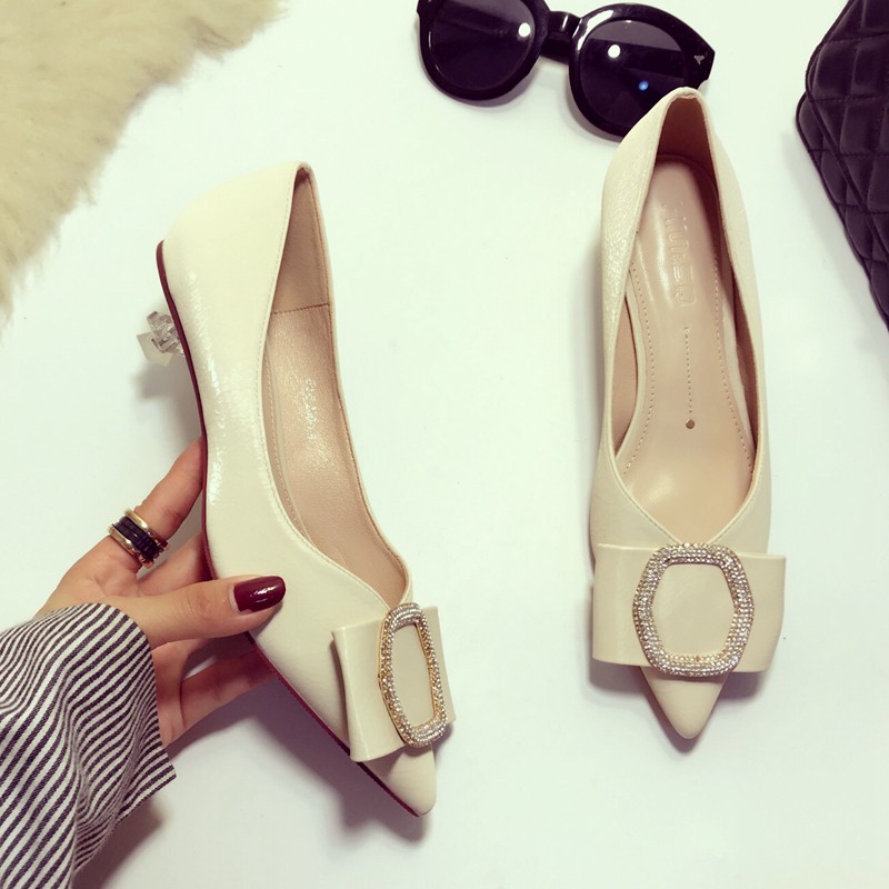 Giày Búp Bê Nữ Gót Thấp Đính Khóa Vuông Thời Trang Thanh Lịch | BigBuy360 - bigbuy360.vn