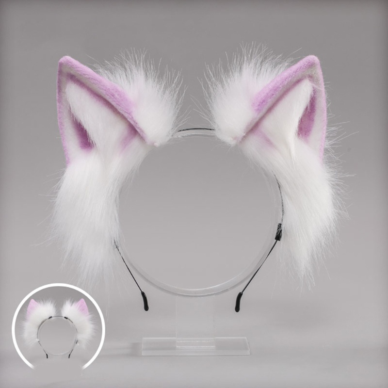 Băng Đô Tai Mèo Phối Lông Xù Phong Cách Lolita Đáng Yêu Dành Cho Nữ