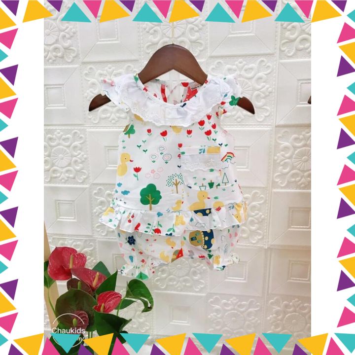 Quần áo bé gái, Bộ Bèo Tay Cánh Tiên  Bộ Bèo Tay Cánh Tiên Chất Thô Lụa Cho Bé Gái