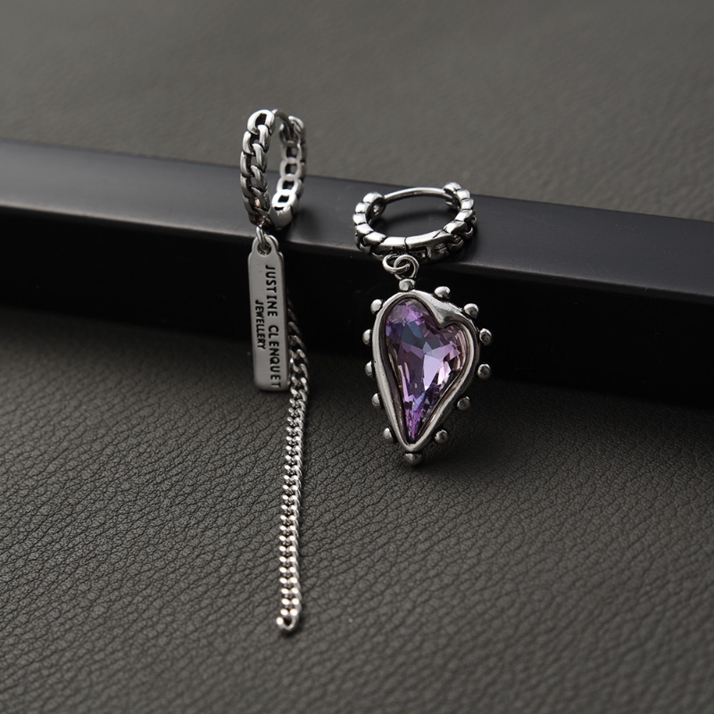 1 Đôi Bông Tai Chữ Love Đính Đá Thạch Anh Tím Sang Trọng