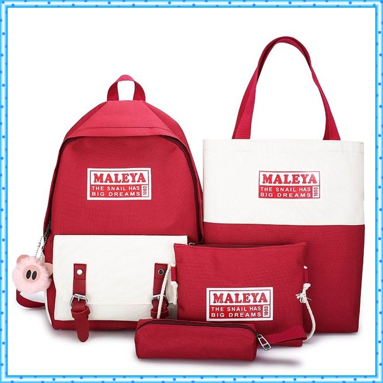 Balo nữ bộ 4 món Balo nữ túi ví maleya có ảnh thật