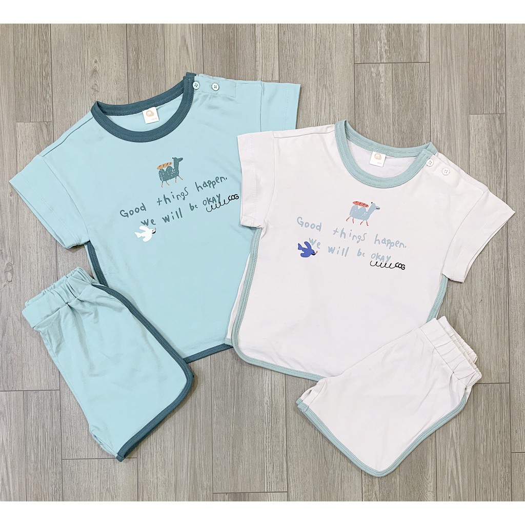 Bộ trẻ em viền thể thao Milk Mile chất cotton in hình lạc đà