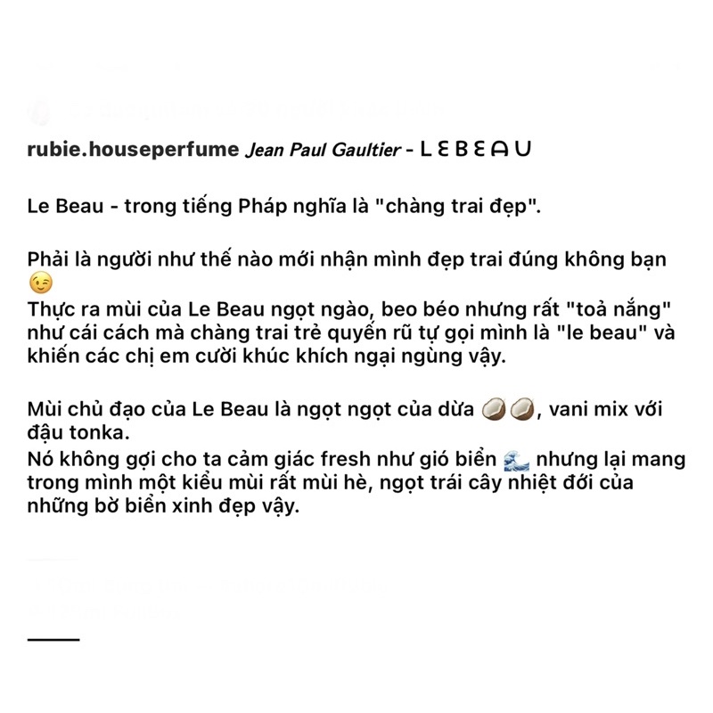 LE BEAU • Eau de Toilette - 10ML Nước Hoa Chính Hãng