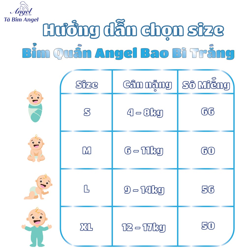 COMBO 3 Bỉm Quần ANGEL Ultrathin Core Size M40-L38-XL36-XXL34