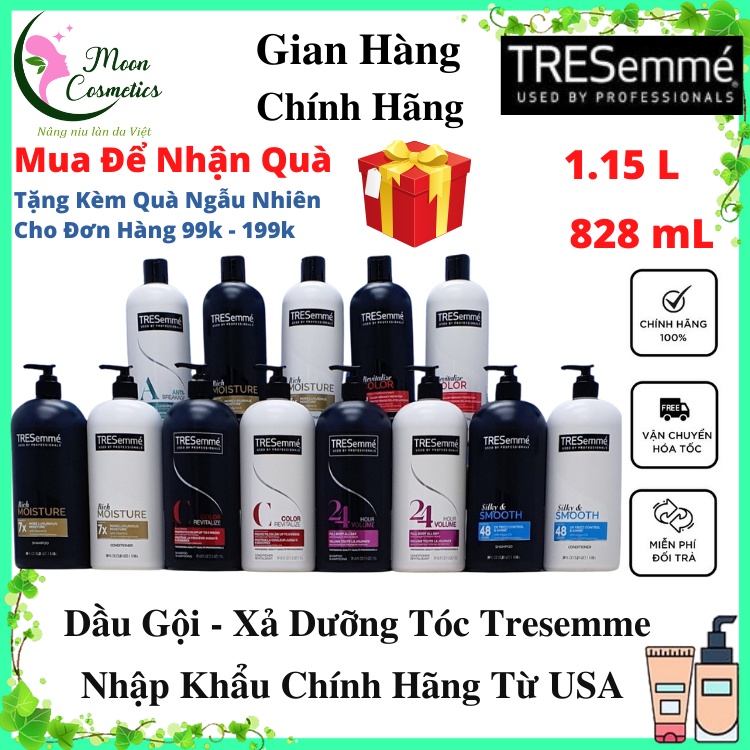 Cặp Dầu Gội, Dầu Xả Tóc Tresemme USA - Bộ Gội Xả Dưỡng Tóc - Phục Hồi Tóc - Chống Gãy Rụng - Chai Đủ Loại