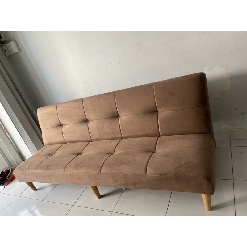 Sofa giường vải Nhung - Sofa bed bọc vải màu nâu cacao sang trọng