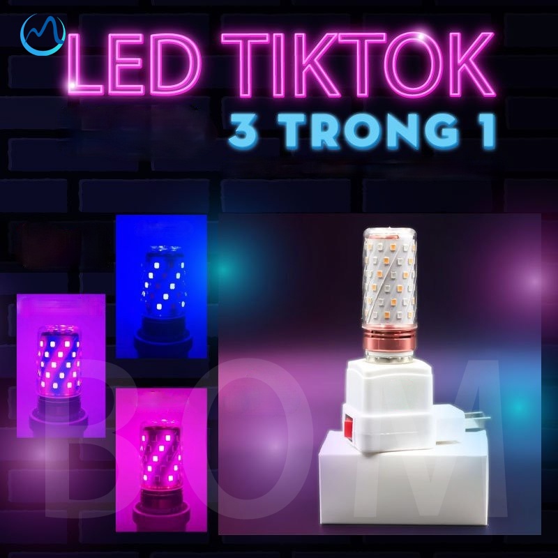 Tiktok đèn Neon đổi Màu 3 Trong 1 ánh Sáng Màu Hồng Xanh Tím Quay Màu đèn Led Trang Trí