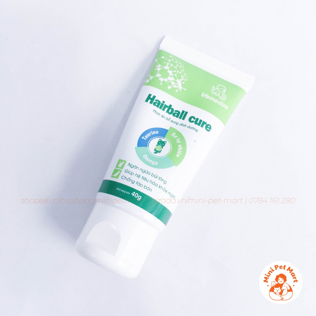 Gel dinh dưỡng giúp loại bỏ và ngăn ngừa búi lông, chống táo bón cho chó mèo VEMEDIM HAIRBALL CURE 40g