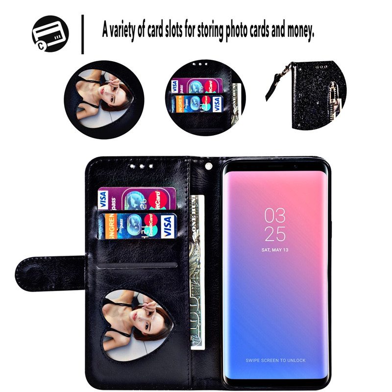 Bao da điện thoại nắp lật kèm ngăn đựng thẻ cho Samsung Galaxy Note 9 Note 8 S9 S8 Plus S7 Edge G965 G960