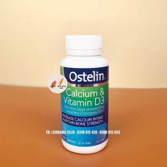 Canxi bầu Ostelin Calcium &amp; Vitamin D3 ngăn ngừa loãng xương cho người lớn và trẻ từ 13 tuổi 130 viên