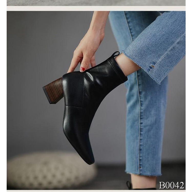 Giày bốt nữ - Boots da lửng gót vuông 6p quảng châu cao cấp loại 1Video ảnh thật | BigBuy360 - bigbuy360.vn