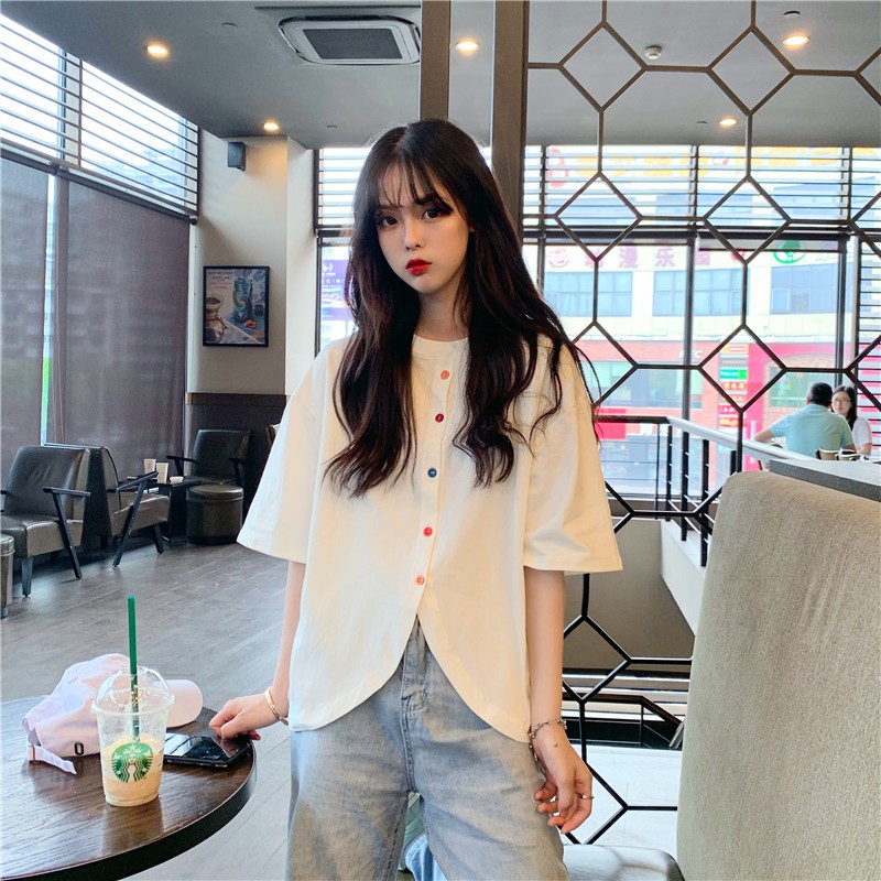 Áo thun ngắn tay thời trang Ulzzang Hàn Quốc mùa hè mới cho nữ