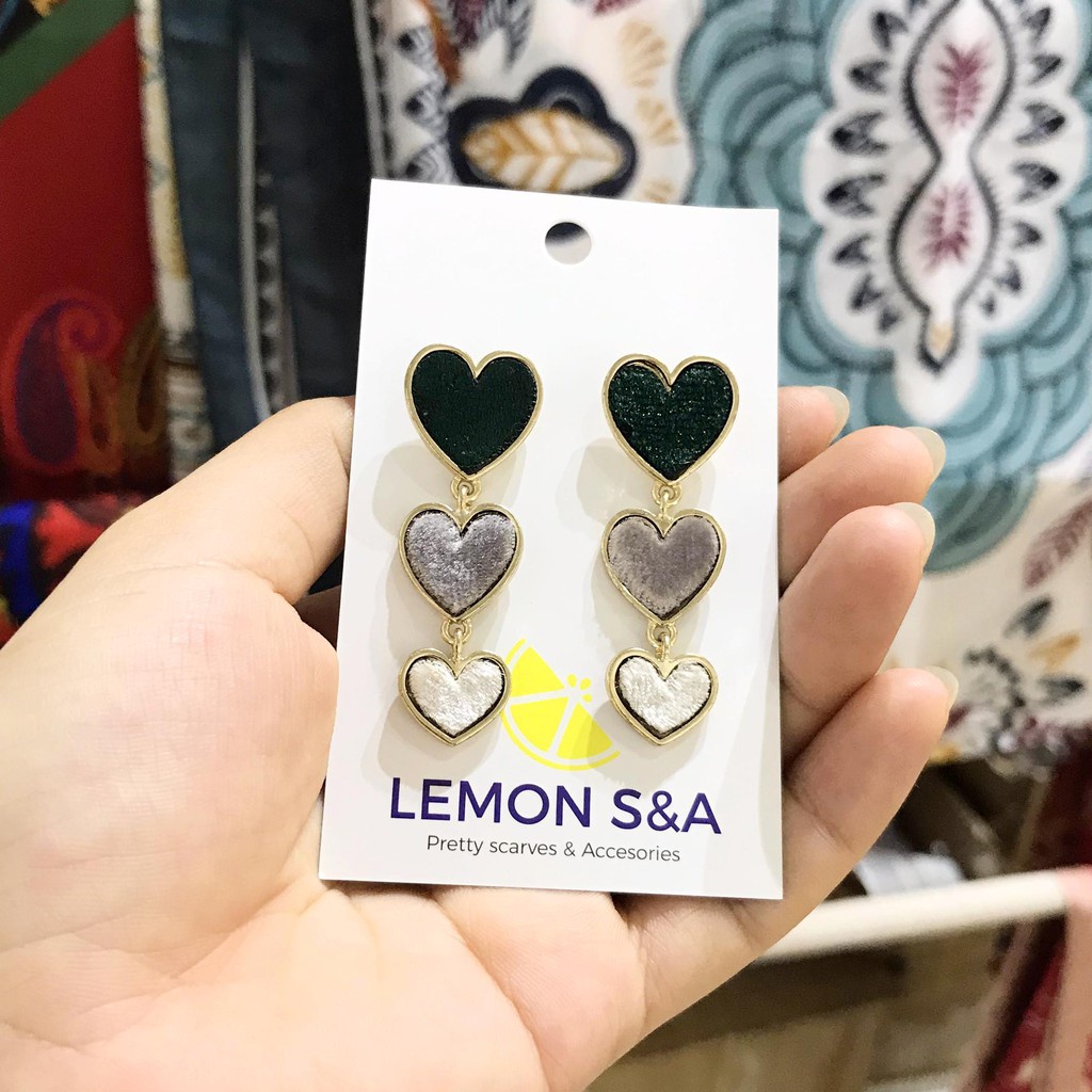 Hoa tai trái tim xinh phong cách hàn quốc bông tai phụ kiện - Mã HT036