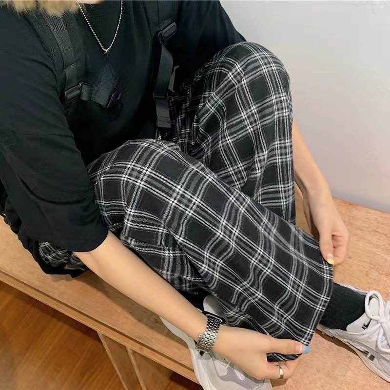 Quần ống rộng kẻ caro Lylyshop,  quần ống suông họa tiết kẻ caro form rộng Unisex - quần kẻ 045 | BigBuy360 - bigbuy360.vn