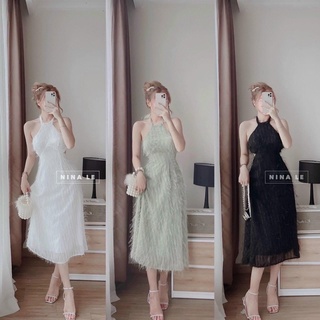váy yếm tua rua hở lưng đuôi xoè