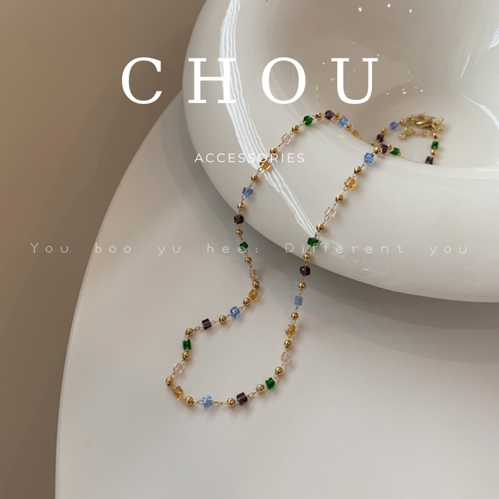 Dây Chuyền, Vòng Cổ Đính Hạt Nhiều Màu | CHOU ACCESSORIES |