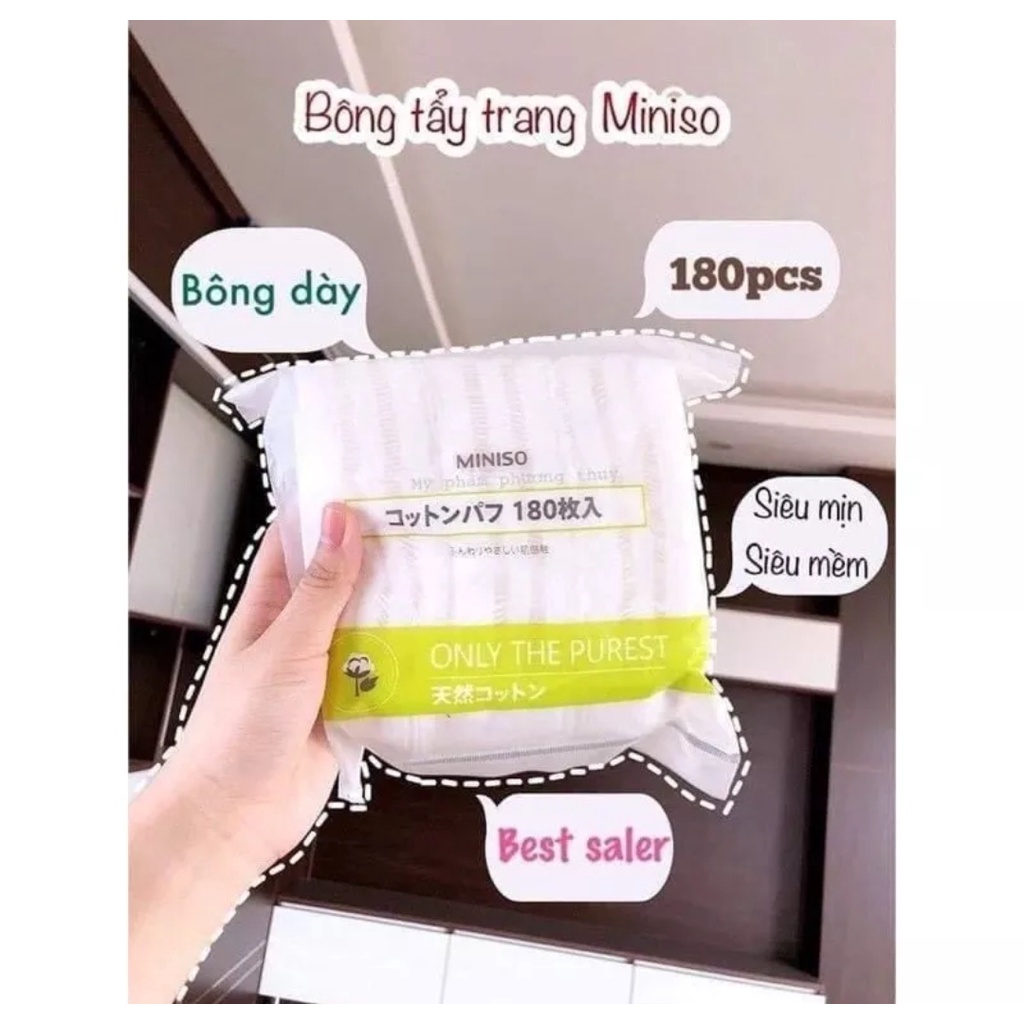 Bông tẩy trang cao cấp cotton pad Miniso Nhật Bản 180 miêng