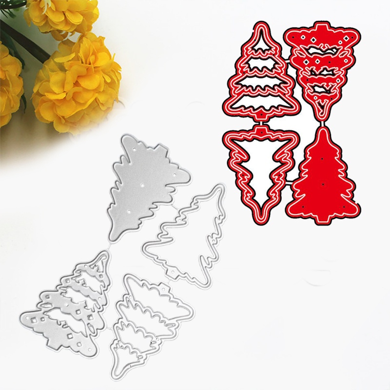 Khuôn Mẫu Cắt Thẻ Trang Trí Album Hình Cây Thông Giáng Sinh