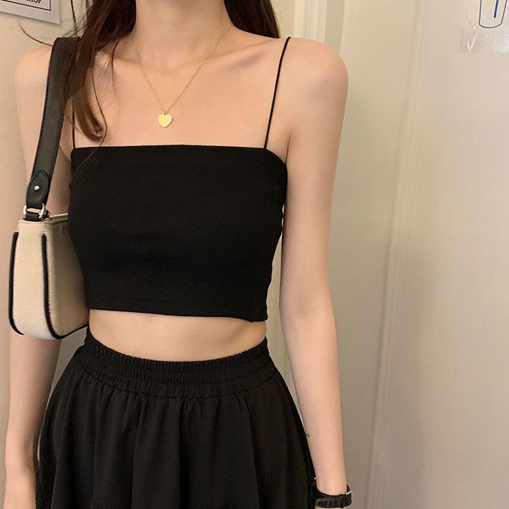 Áo hai dây croptop nữ dáng ôm vải cotton