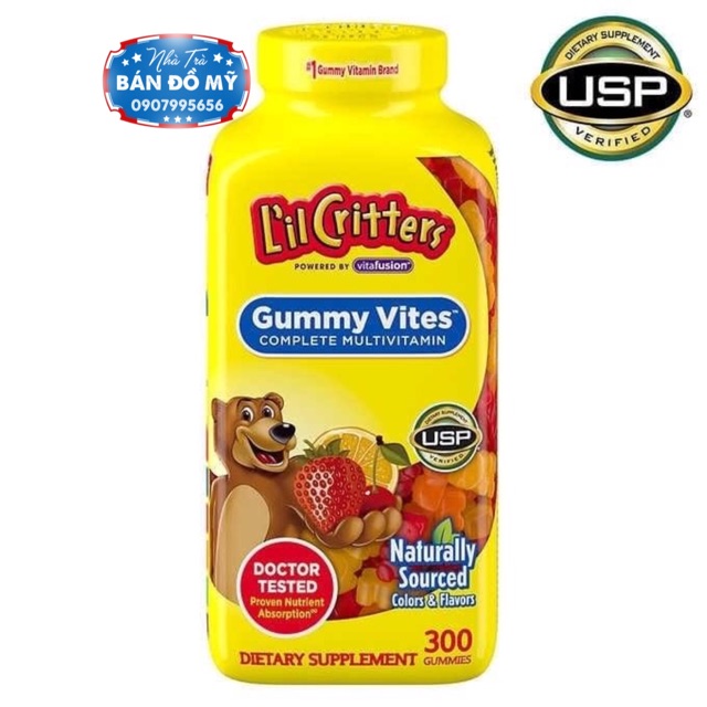 KẸO DẺO GẤU L’il Critters bổ sung Vitamin tổng hợp Gummy Vites USA