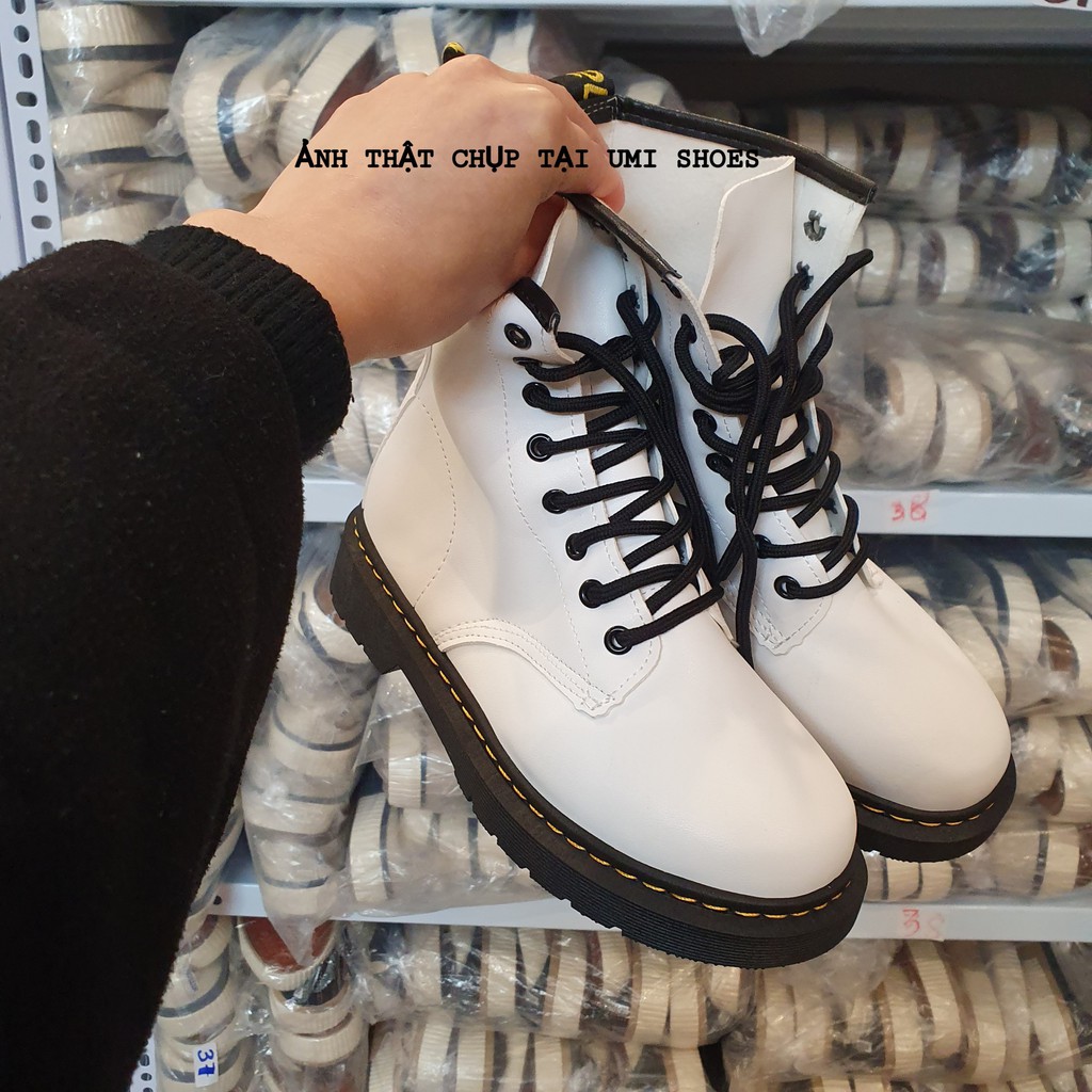 [LOẠI 1]Giày Bốt cao cổ MARTIN ulzzang buộc dây màu đen/trắng cá tính đơn giản đế bằng đẹp mới xinh thời trang cá tính | BigBuy360 - bigbuy360.vn