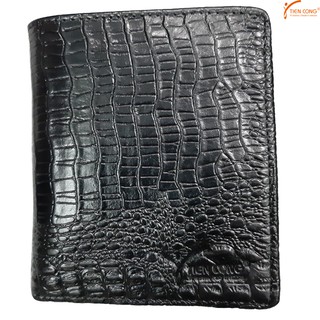 Ví nam đứng da bò vân cá sấu tien cong màu đen - tcn1004