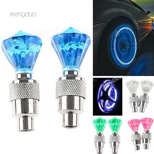 Combo 2 đèn led 7 màu trang trí chân van bánh xe ô tô xe máy xe đạp