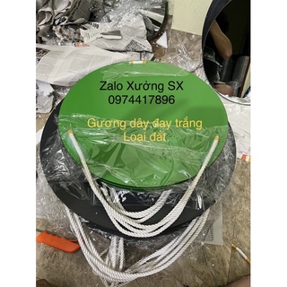Gương tròn treo dây đay, ép keo chuyên dụng.