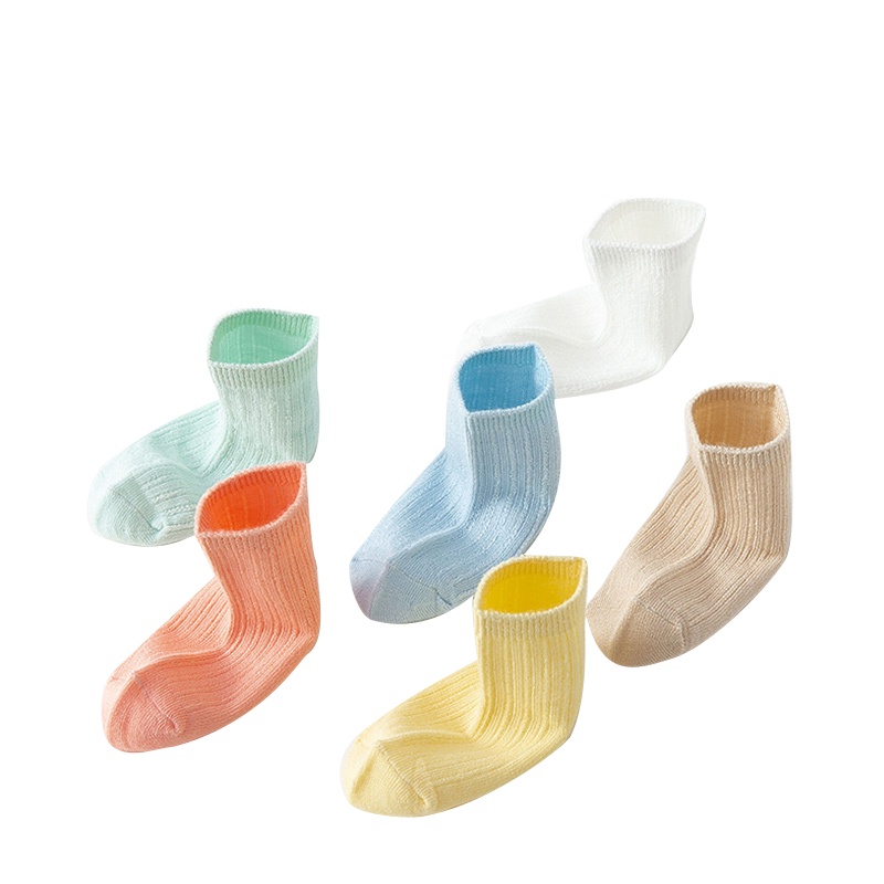 Tất vải cotton sợi tre mỏng màu trơn phong cách hè cho bé