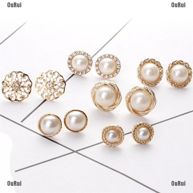 Bộ 6 Đôi Bông Tai Ngọc Trai / Ngọc Trai Nhân Tạo Thanh Lịch