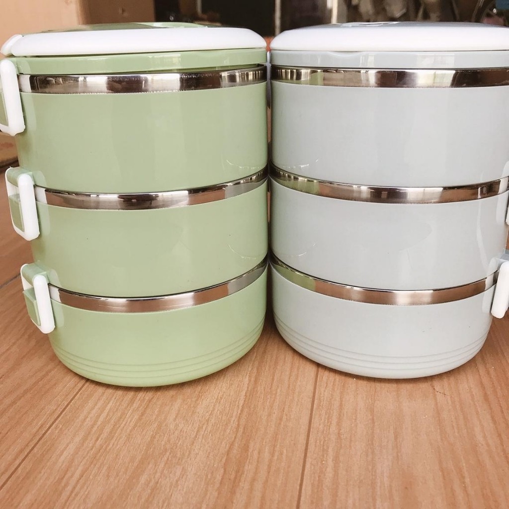 Cặp Lồng Cơm, Hộp Đựng Cơm cà men Giữ Nhiệt Lúa Mạch Ruột Inox