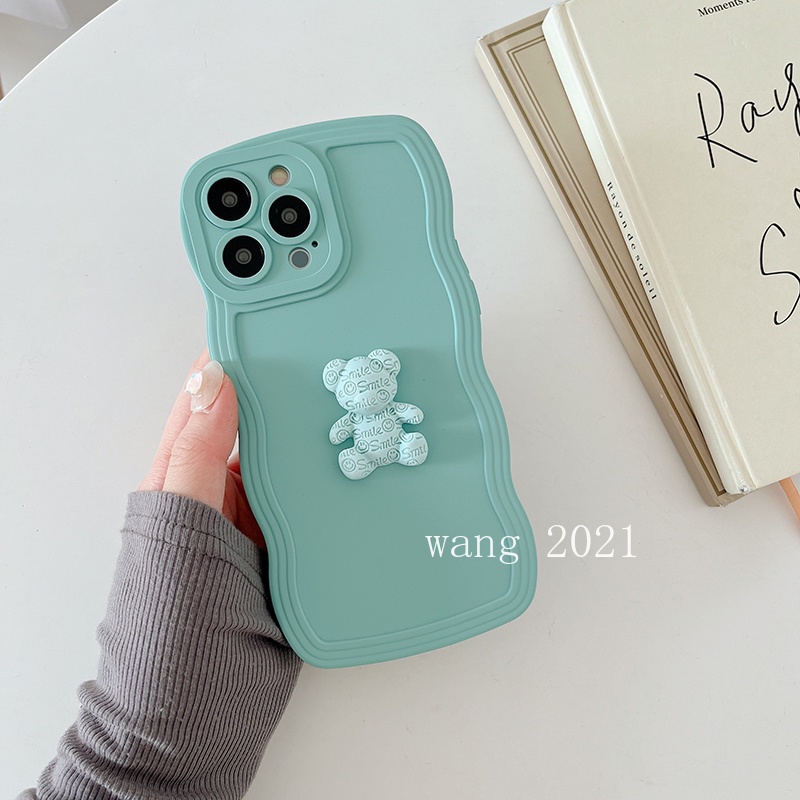 Ốp Điện Thoại Silicon Dẻo Màu Trơn Gắn Hình Gấu 3D Cho OPPO A77 Reno8 Z Reno7 Z Reno 8 7 Pro 5G 2022