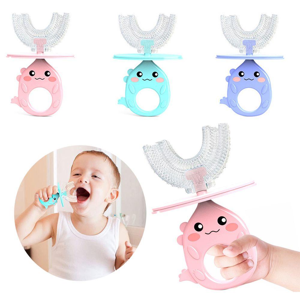 Bàn Chải Đánh Răng Hình Chữ U LEILY Cho Bé 2-8 Tuổi 360 Độ° Vỏ Bọc Tay Cầm Kẹo Cao Su Chống Trượt