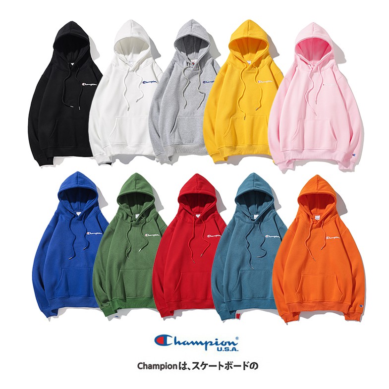 Áo Hoodie Cotton Thêu Chữ Champion Thời Trang Cho Nam Nữ