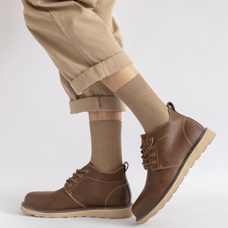 Basic Business Warm Solid Color Crew Socks Men Cotton White Black Hosiery Winter Loafer Socks Thermal Mid Calf Socks Tube Socks