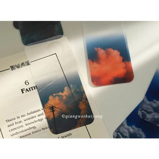 Bookmark nhựa PE trong suốt in hình cây, mặt trăng, sunset hoàng hôn mây vintage đánh dấu sách bền, đẹp và tiện lợi