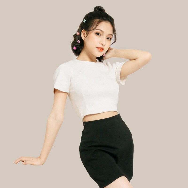Áo Croptop Nữ Dáng Ôm Co Dãn Croptop Chất Cotton Dày Dặn Thoả Mái | BigBuy360 - bigbuy360.vn