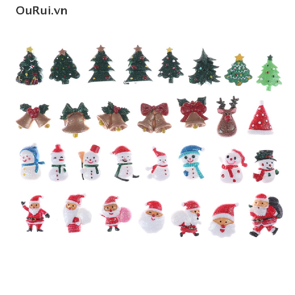 Set 10 Kẹp Tóc Hình Người Tuyết / Cây Thông Noel Mini Trang Trí Điện Thoại Diy