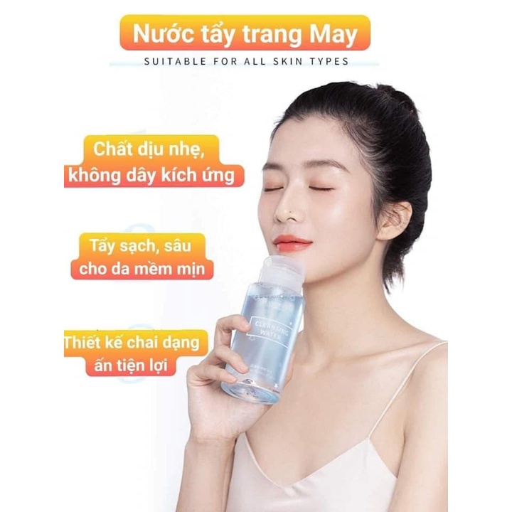 ( HÀNG CÓ SẲN ) Nước tẩy trang 300ml làm sạch sâu MayCreate nắp trắng NTTM300-Chính hãng