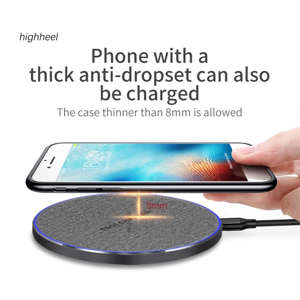 【OPHE】Ultra Thin 10W Fast Charging Qi Wireless Charger Charge Pad for S-amsung iPhone