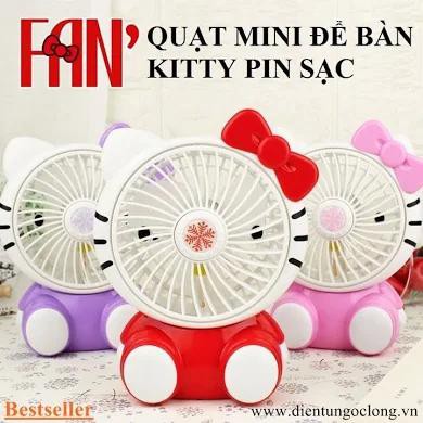 Quạt mini hình Hello Kitty để bàn có pin sạc