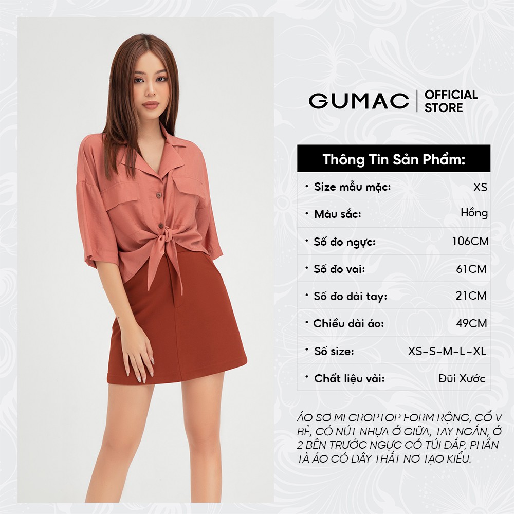 [Mã WABRGU100 giảm 15% đơn 249K tối đa 100k] Áo sơ mi nữ 2 túi GUMAC thiết kế trẻ trung, unisex năng động màu hồng AB466 | BigBuy360 - bigbuy360.vn