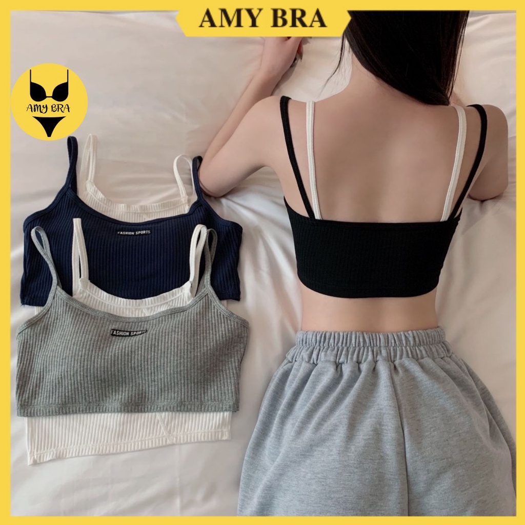 Áo Bra Tập Gym Cotton - Bra 2 Dây Len Tăm - Áo Ngực Không Gọng  B7711