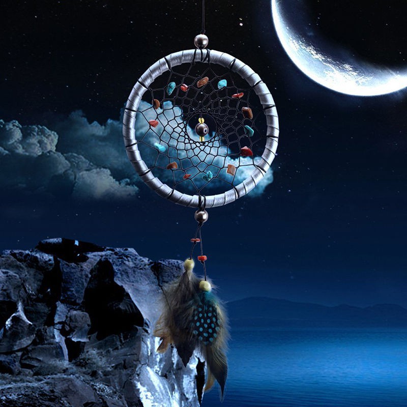 Dreamcatcher gắn lông vũ trang trí nhỏ