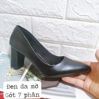 Giày cao gót vuông da bóng da mờ gót 7 phân 3 Màu (Sale off)