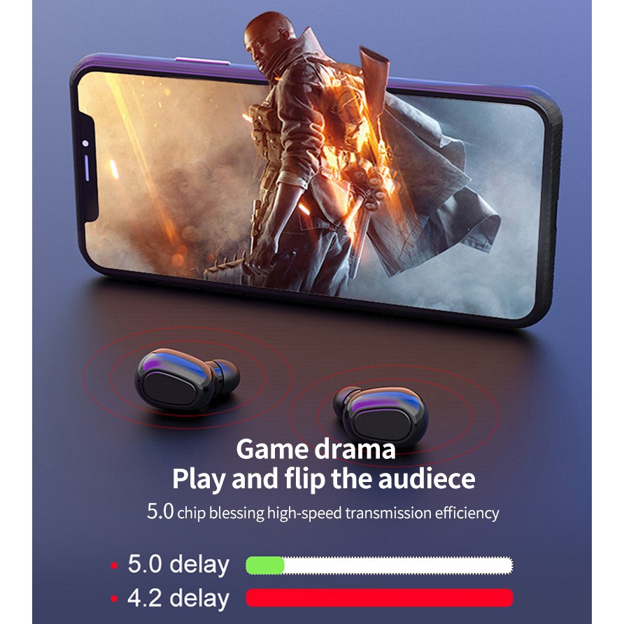 Tai nghe không dây kết nối Bluetooth 5.0 TWS hỗ trợ cảm biến chạm dành cho điện thoại Android iPhone